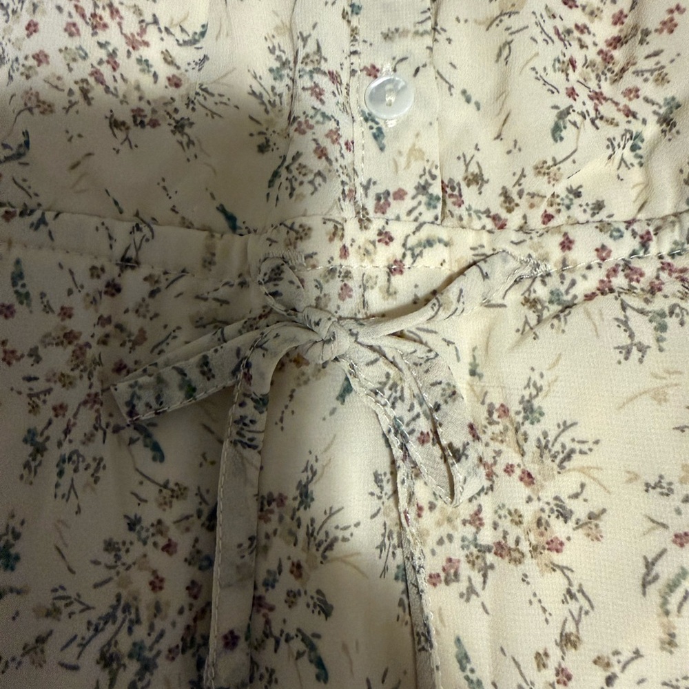 Cream Floral Print Long Sleeve‎ Mini Dress size M - Picture 12 of 16